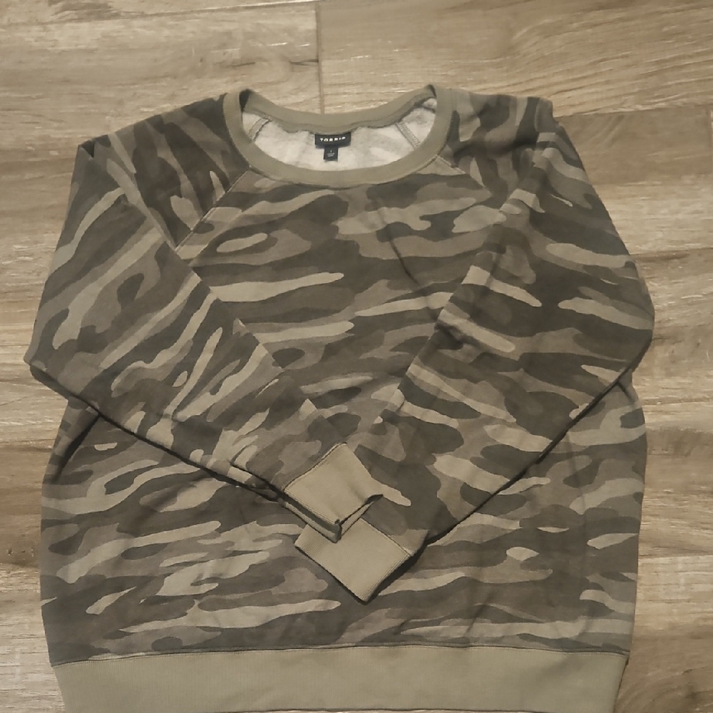 Torrid Camouflage Crewneck Sweater - Olive Camo